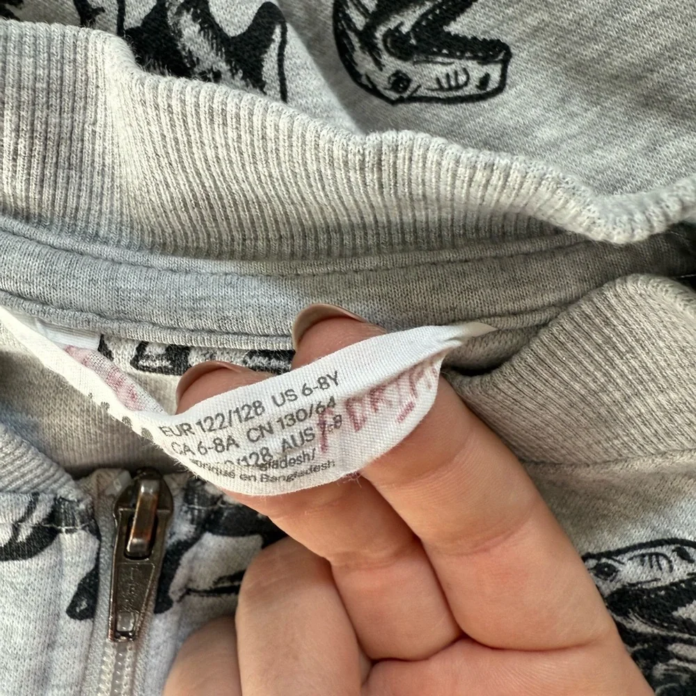 Gray Kids Shirt with Animal Print